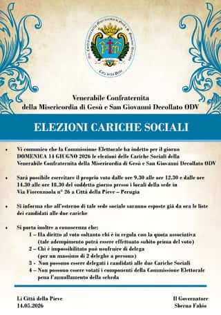 VENERABILE CONFRATERNITA DELLA MISERICORDIA DI GESU' E S. GIOVANNI DECOLLATO IN CITTA' DELLA PIEVE ODV