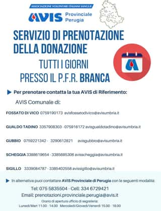 AVIS COMUNALE DI SIGILLO ORGANIZZAZIONE DI VOLONTARIATO