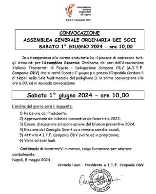 ASSOCIAZIONE ITALIANA TRAPIANTATI FEGATO - DELEGAZIONE CAMPANA ODV