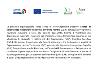 GRUPPO DI VOLONTARIATO VINCENZIANO PARROCCHIA DI VARALLO POMBIA ODV