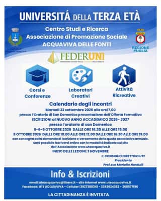 UNIVERSITA' DELLA TERZA ETA' - CENTRO STUDI E RICERCA DI ACQUAVIVA DELLE FONTI - APS