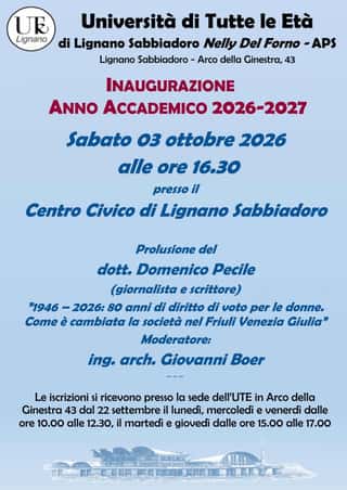 UNIVERSITA' DI TUTTE LE ETA' DI LIGNANO SABBIADORO NELLY DEL FORNO - APS