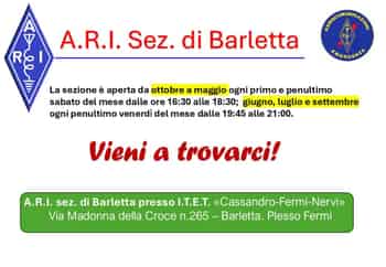 Immagine di ASSOCIAZIONE RADIOAMATORI ITALIANI - SEZIONE DI BARLETTA -  ORGANIZZAZIONE DI VOLONTARIATO