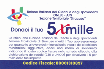Immagine di UNIONE ITALIANA DEI CIECHI E DEGLI IPOVEDENTI ETS/APS SEZIONE TERRITORIALE SIRACUSA