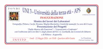 Immagine di UNI 3 - UNIVERSITA' DELLA TERZA ETA - FONDI (LT) APS