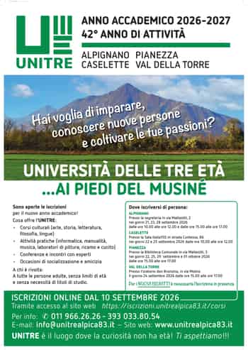Immagine di UNITRE - UNIVERSITA' DELLE TRE ETA' APS - SEDE DI ALPIGNANO - CASELETTE - PIANEZZA